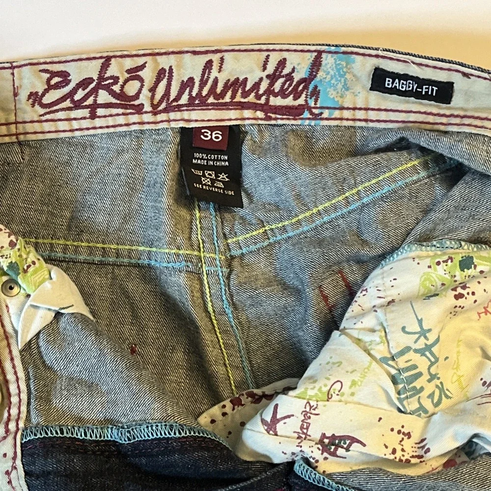 Ecko Unlimited Baggy Fit Jeans Skater Skateboard Mens 36 Vintage Y2K Street Wear